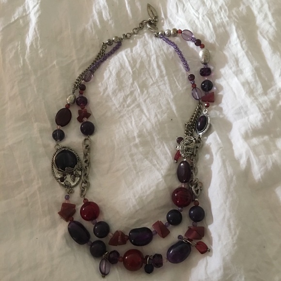 Coldwater Creek Red & Purple Necklace - Picture 4 of 6